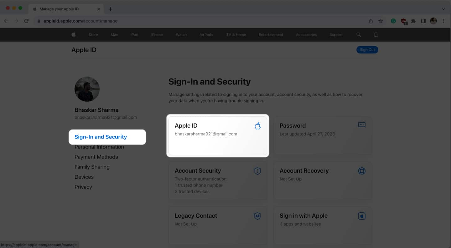 Go to Sign-In and Security and select Pick Apple ID