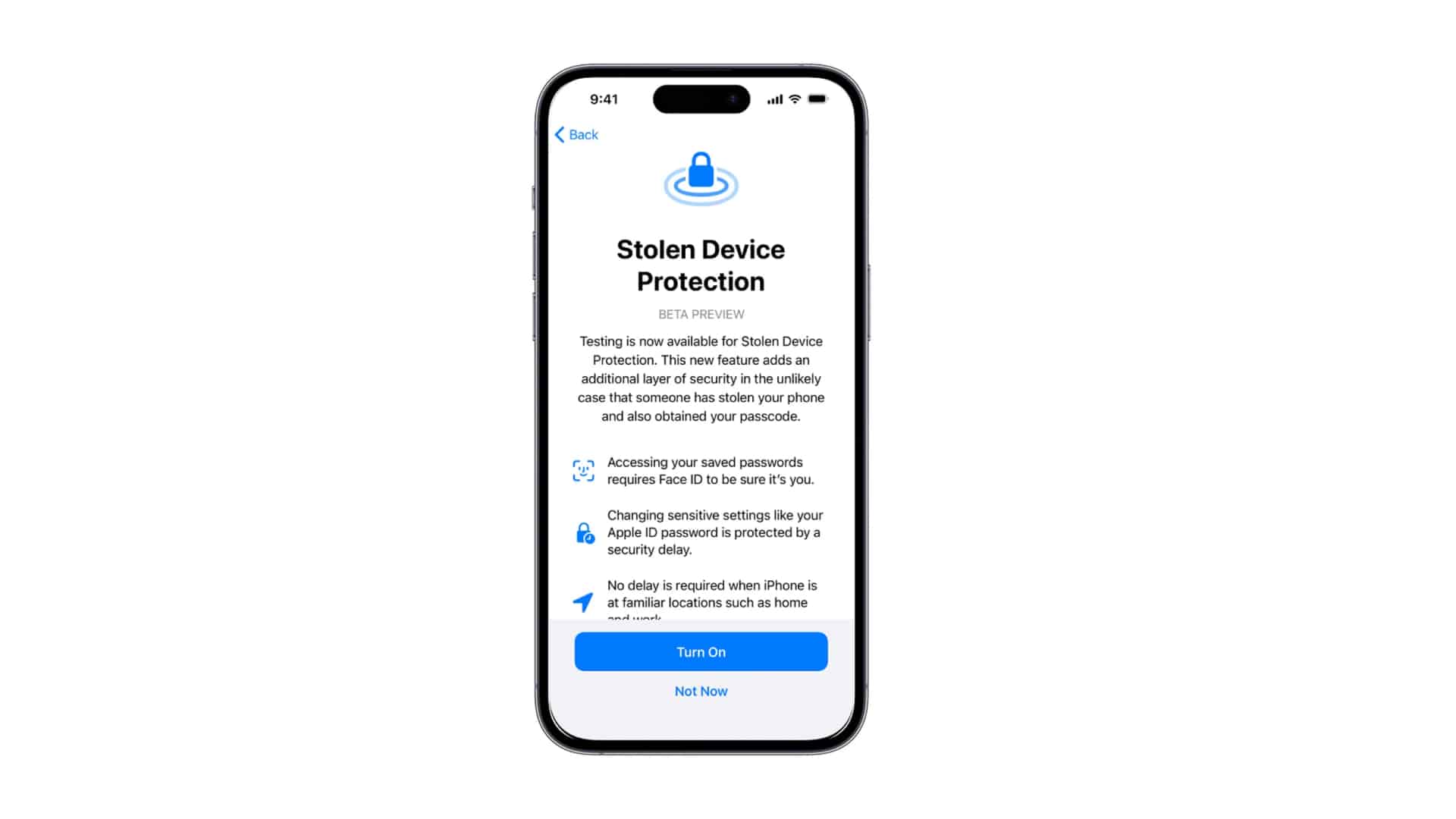 Stolen Device Protection on iPhone