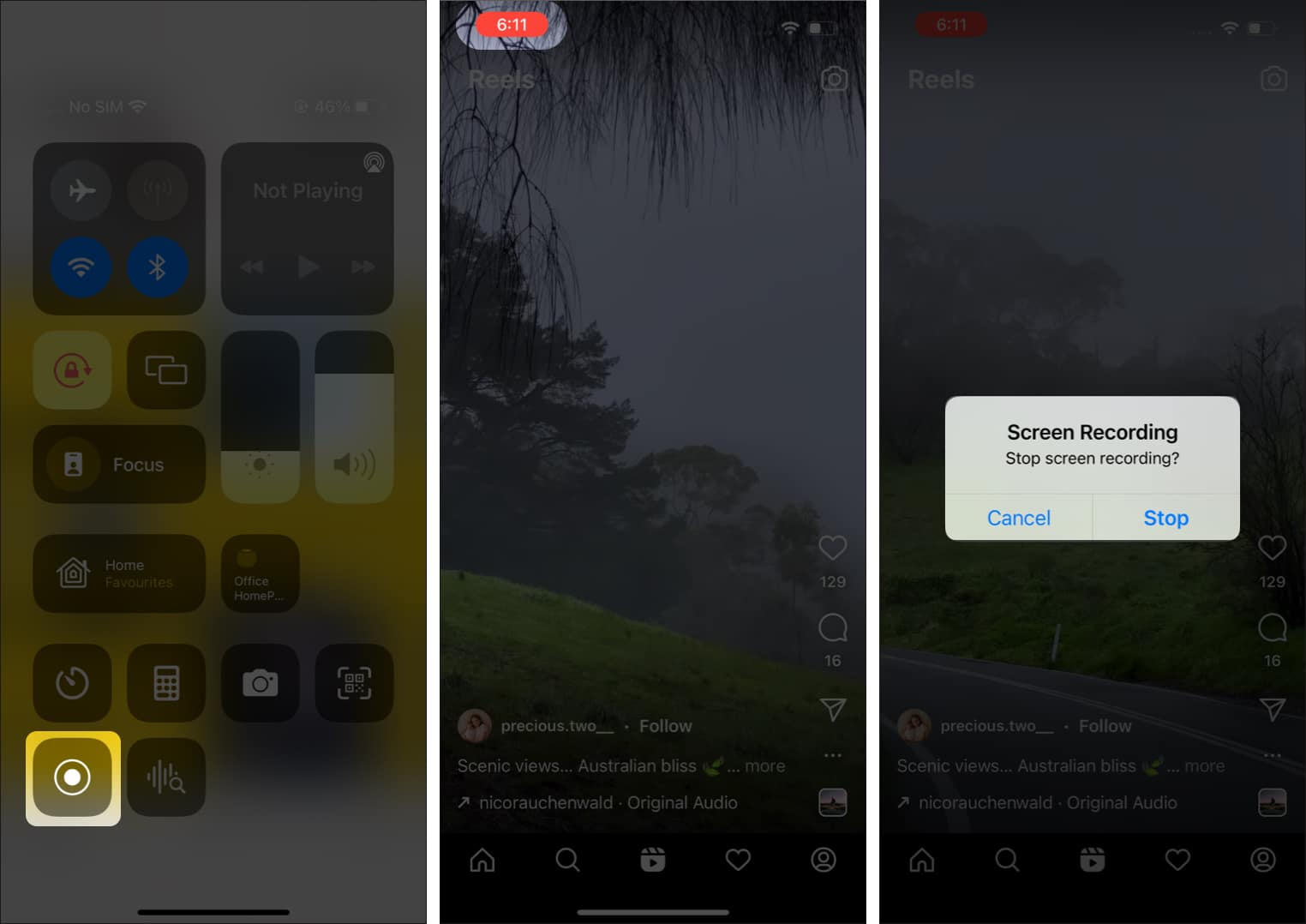 Use Screen Recorder to download Instagram Reels on iPhone