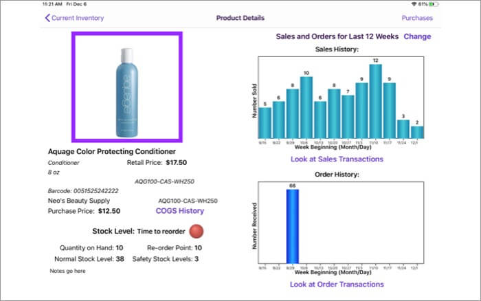 on shelf inventory management ipad app screenshot