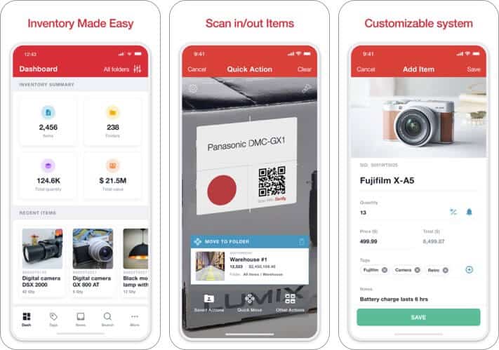 sortly inventory management ipad and iphone app screenshot