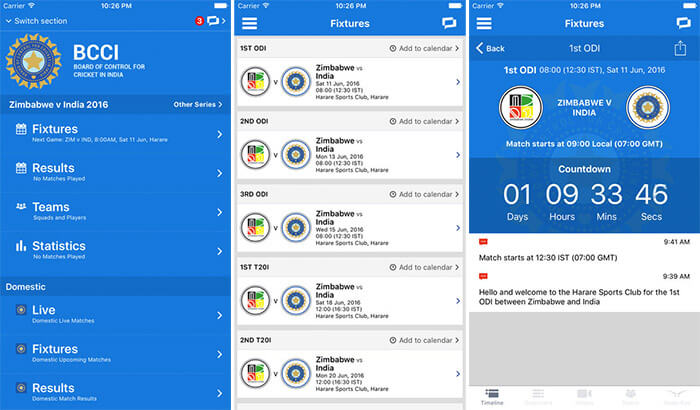 BCCI iPhone App Screenshot