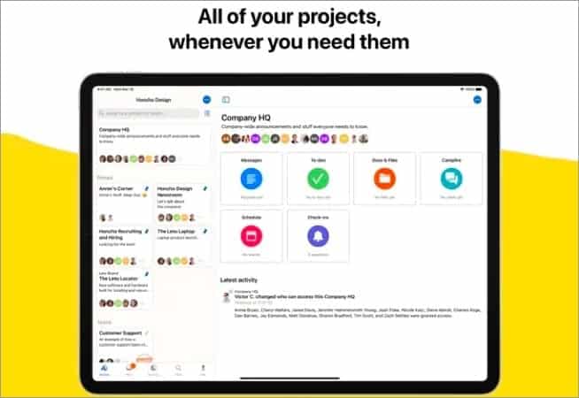 Basecamp project management software for iPad and iPhone