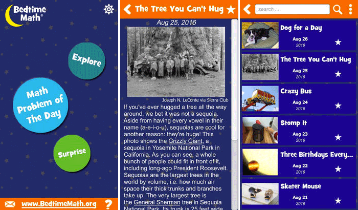 Bedtime Math iPhone and iPad App Screenshot