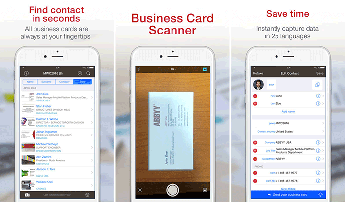 Business Card Reader Plus iPhone App Screenshot
