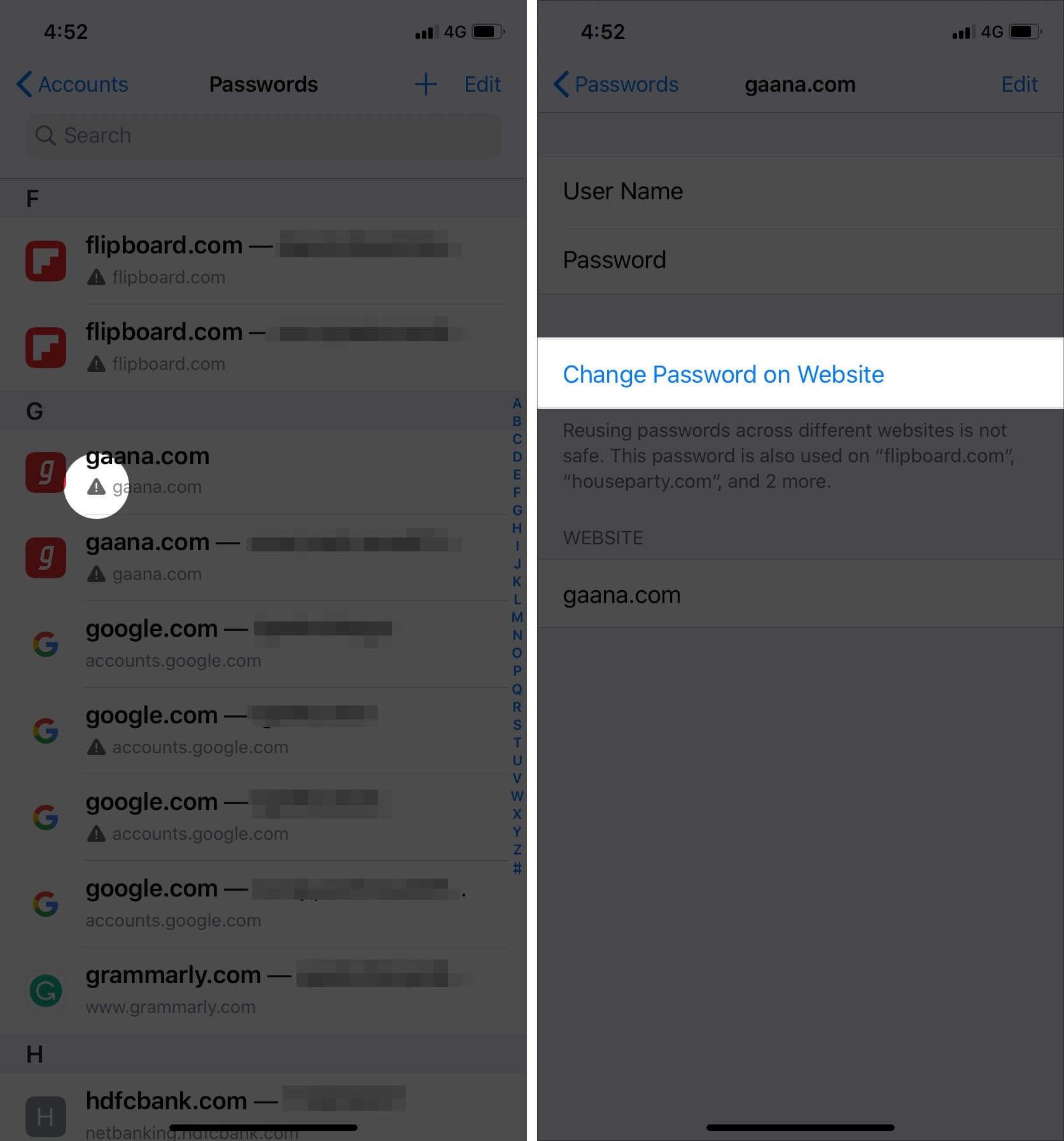 Change Weak or Reused Passwords on iPhone