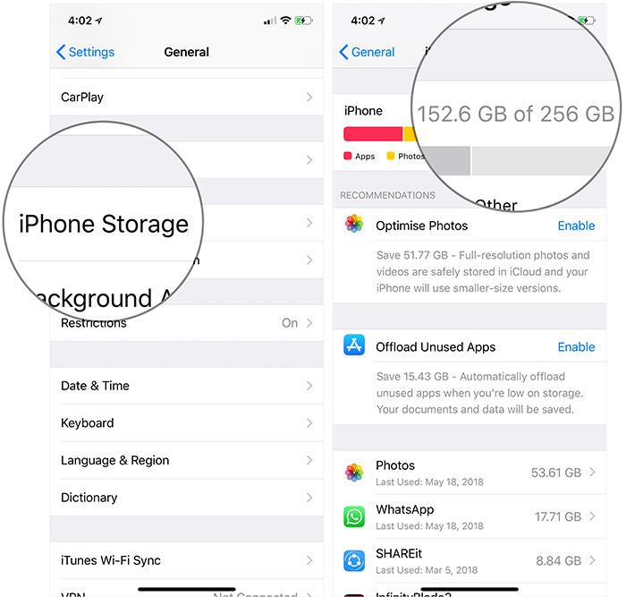 Check iPhone Storage