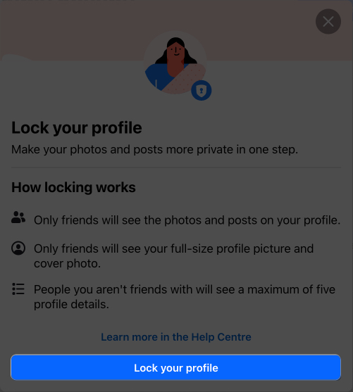 Click Lock your profile on Facebook