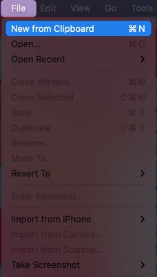 Click New from Clipboard from file on Mac