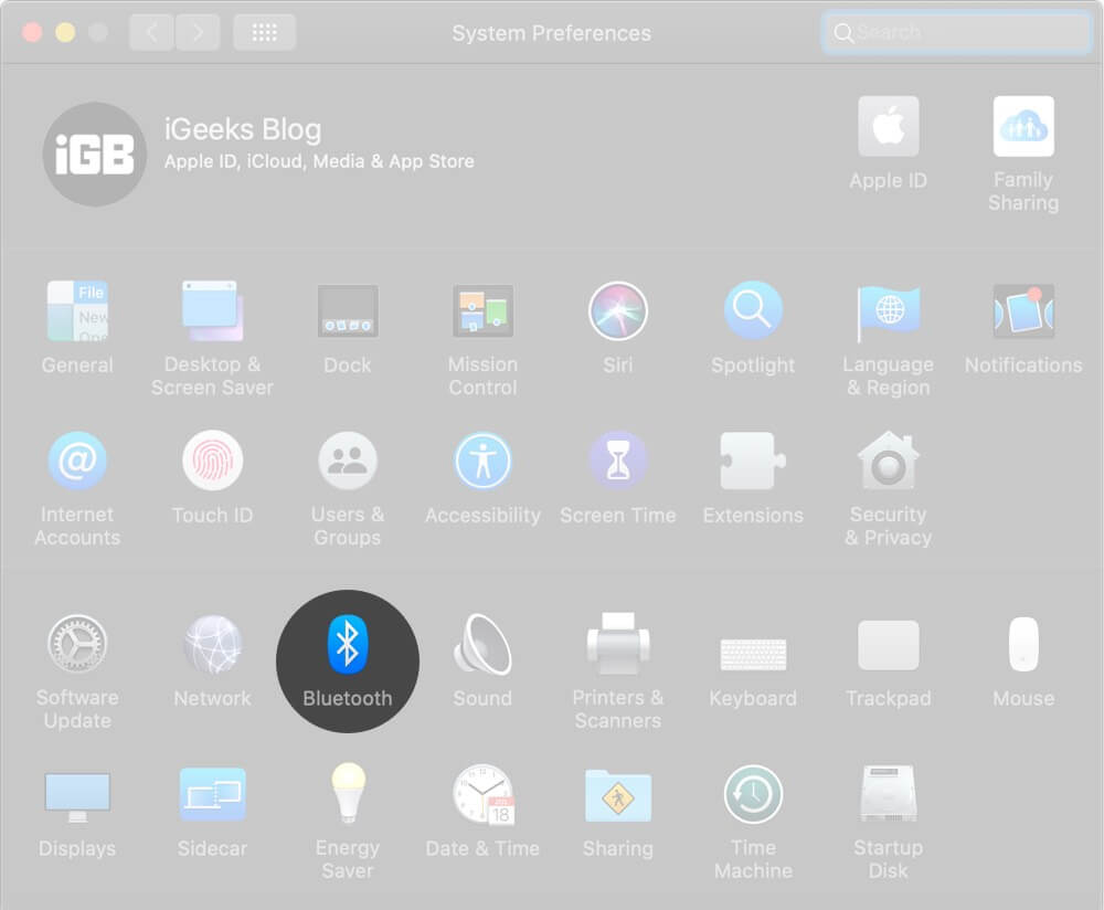 Click on Bluetooth in System Preferences on Mac