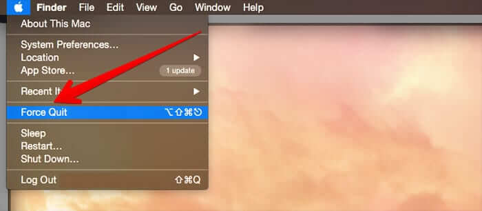 Click on Force Quit in Apple Menu