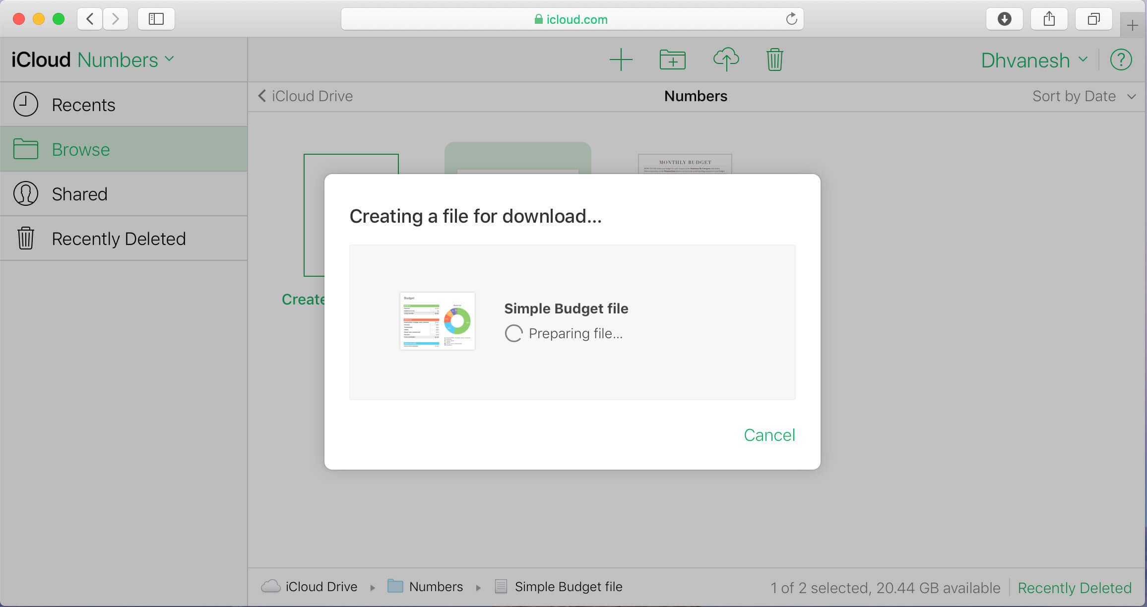 Create a iWork file for download and save it on PC
