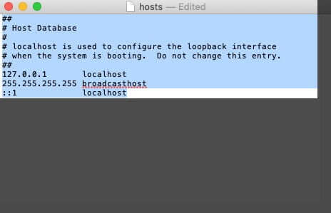 Delete Selected Text from Hosts File on Mac