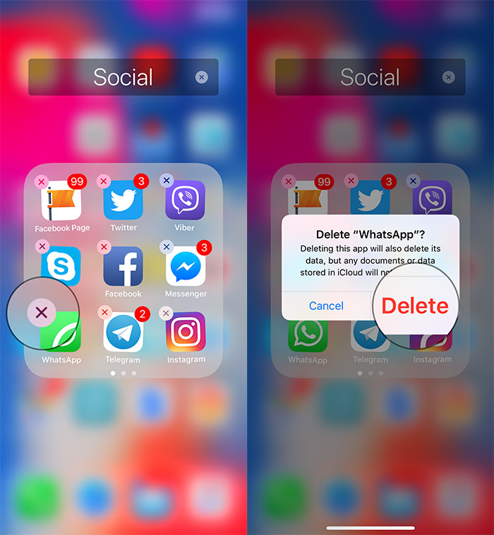 Delete WhatsApp from iPhone