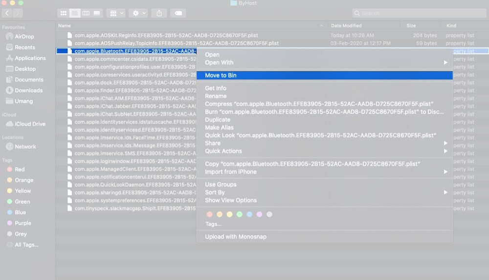 Find com.apple.Bluetooth.number Files on Mac and Remove it