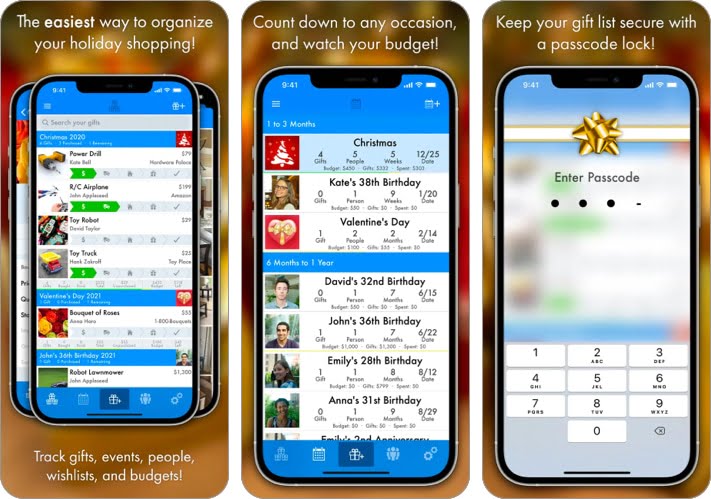 GiftPlanner Christmas gift apps for iPhone