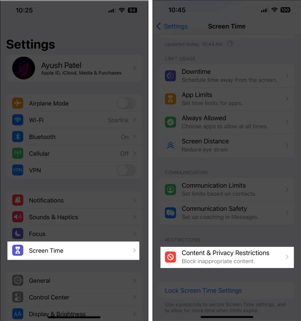 Go to settings screen time content privacy restrictions