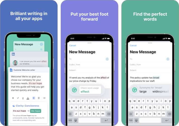 Grammarly blogging app screenshot