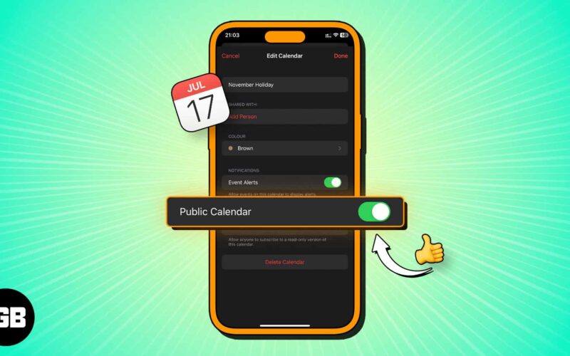 How to create a public calendar in iphone calendar app