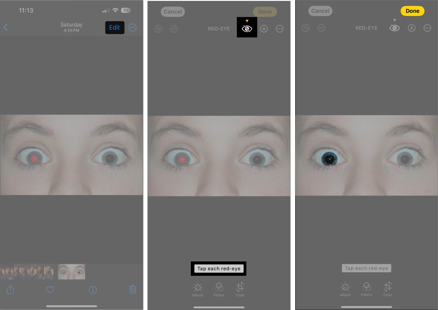 How to fix red eye in the Photos app