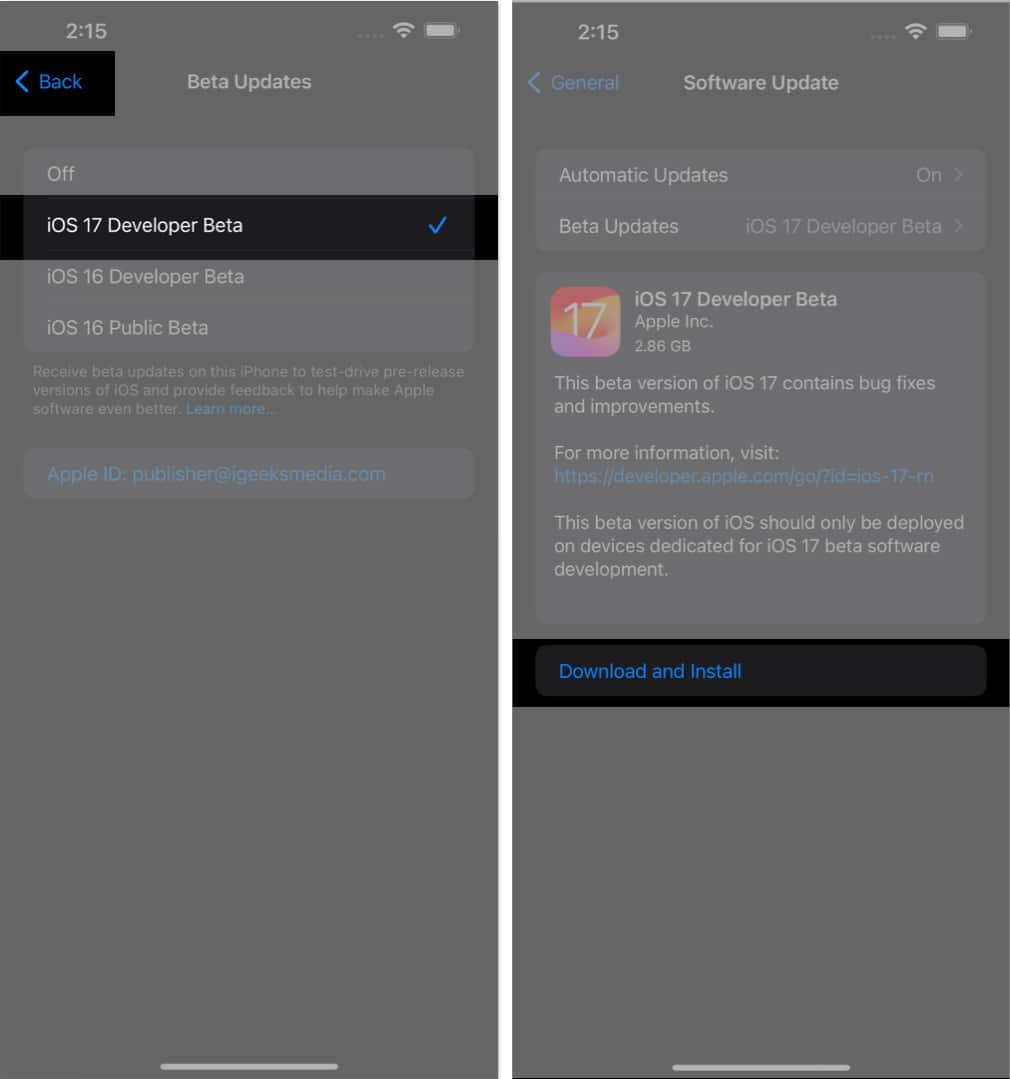 Install iOS 17 developer beta on iPhone