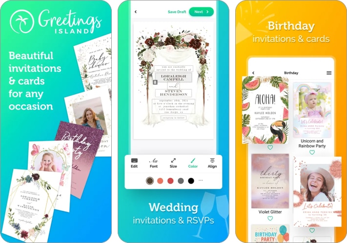 Invitation maker app for iPhone