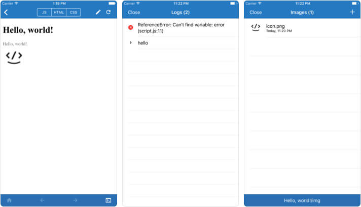 JavaScript Anywhere JSAnywhere iPhone and iPad App Screenshot