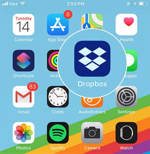 Launch Dropbox on your iPhone