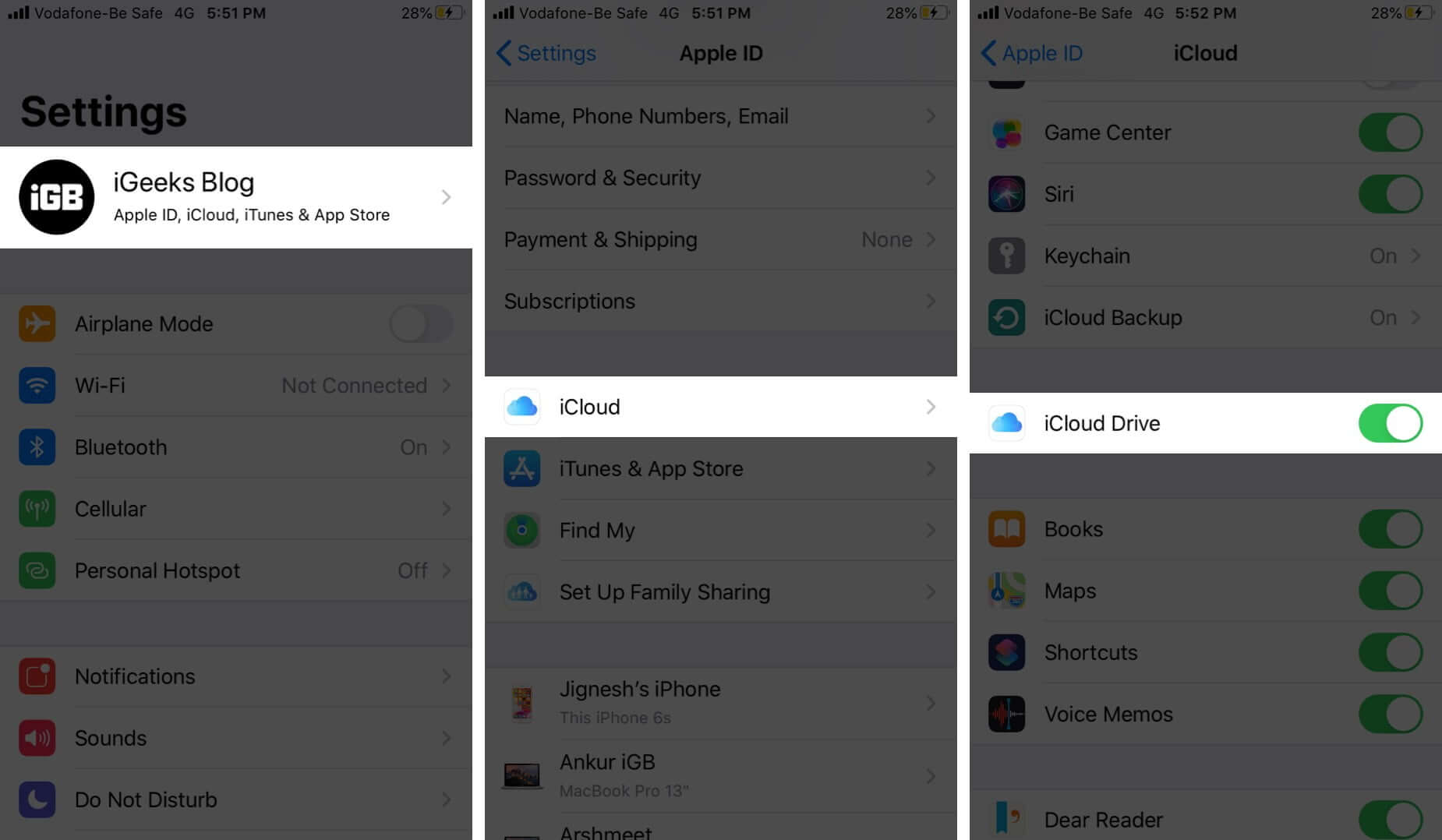 Make Sure iCloud Drive Sync with iPhone