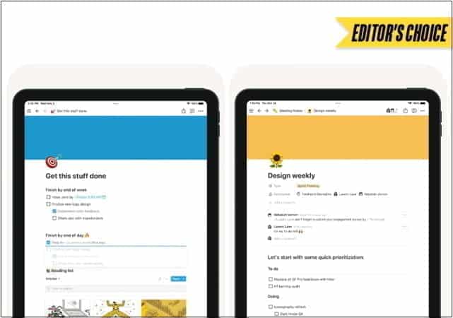 Notion project management tool for iPad iPhone