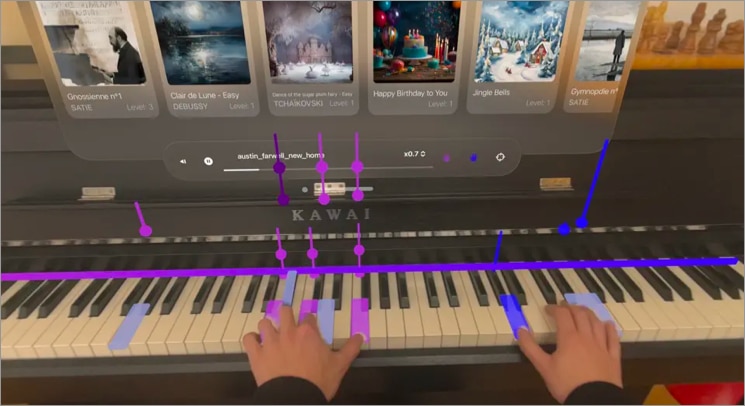 Piano Flowing Tiles app for vision pro