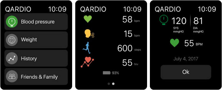 Qardio heart health Apple Watch App Screenshot