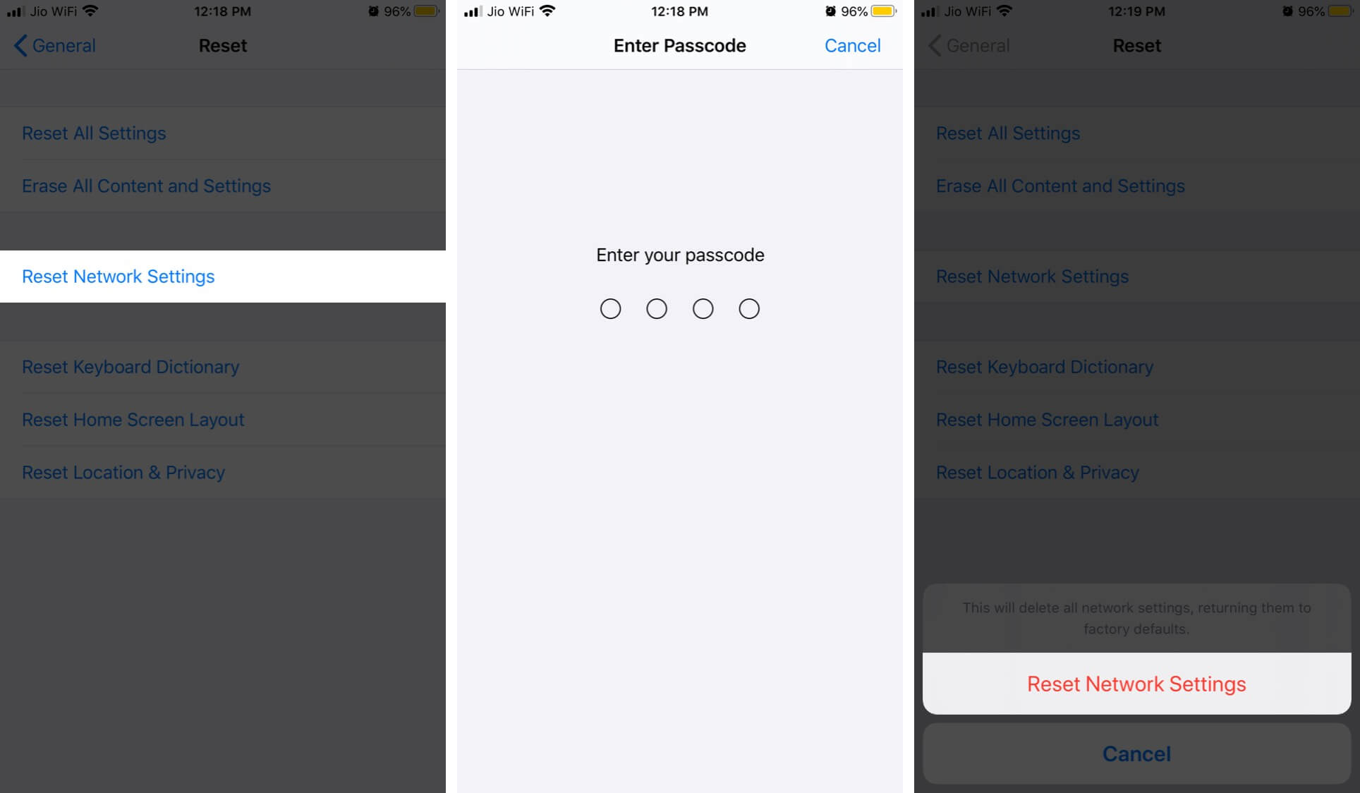 Reset Network Settings on iPhone