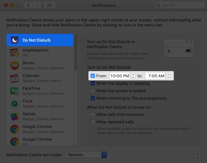 Schedule Do Not Disturb on Mac