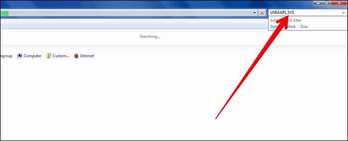 Search USBAAPL Sys File on Windows PC