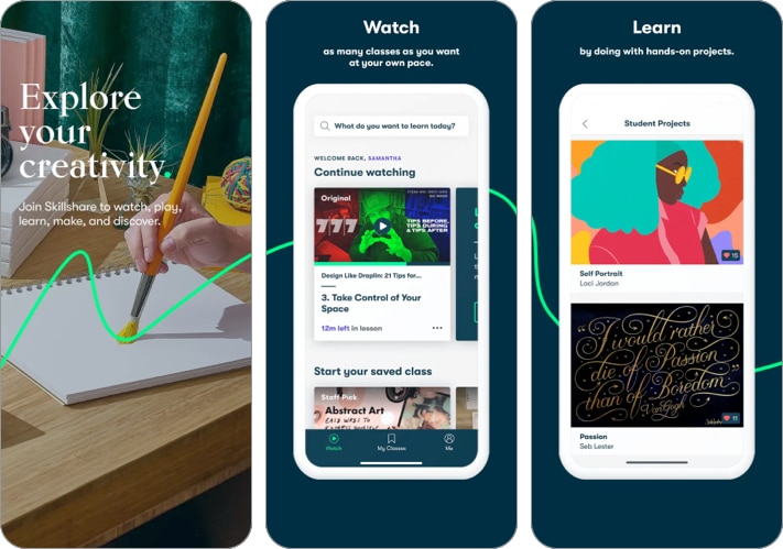 Skillshare iPhone education app screenshot