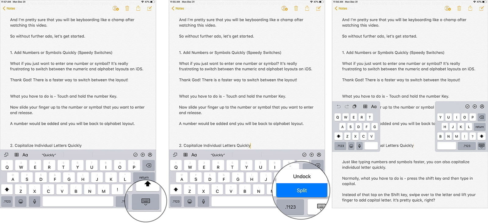 Split Keyboard on iPad