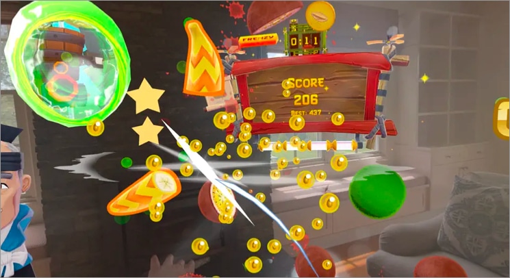 Super Fruit Ninja game app for vision pro
