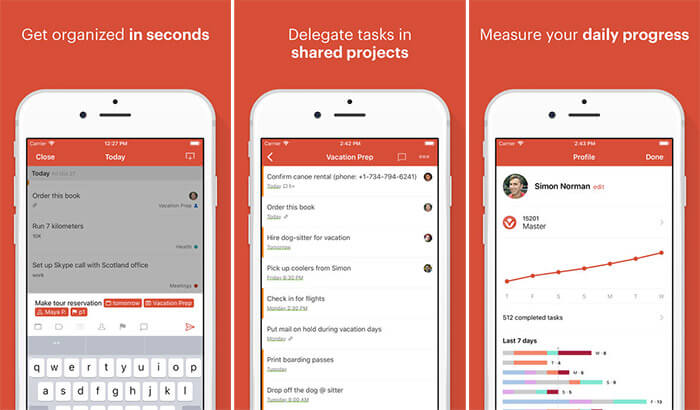 Todoist Apple Watch and iPhone App Screenshot