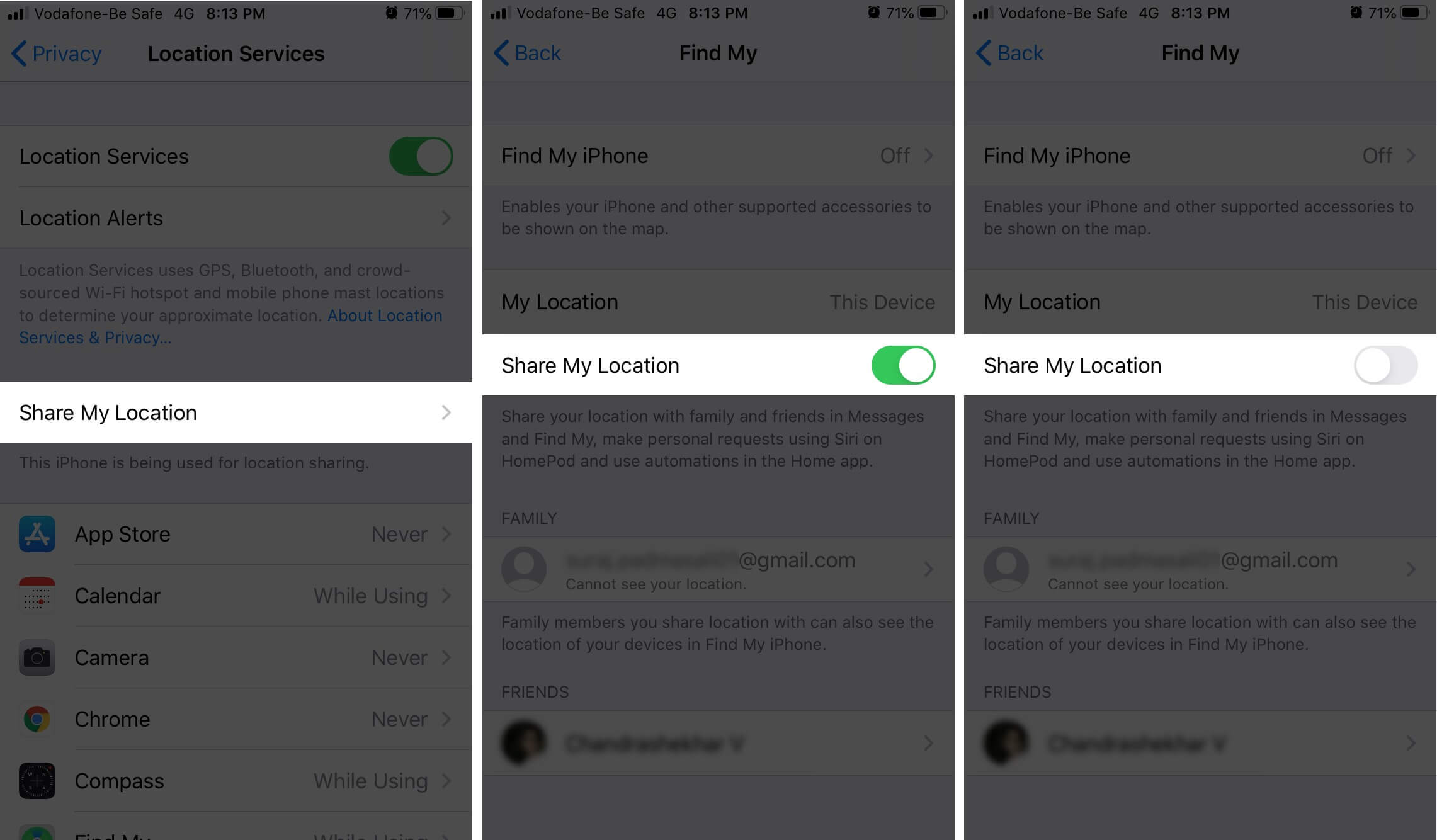 Turn Off Share My Location in iOS 13 on iPhone