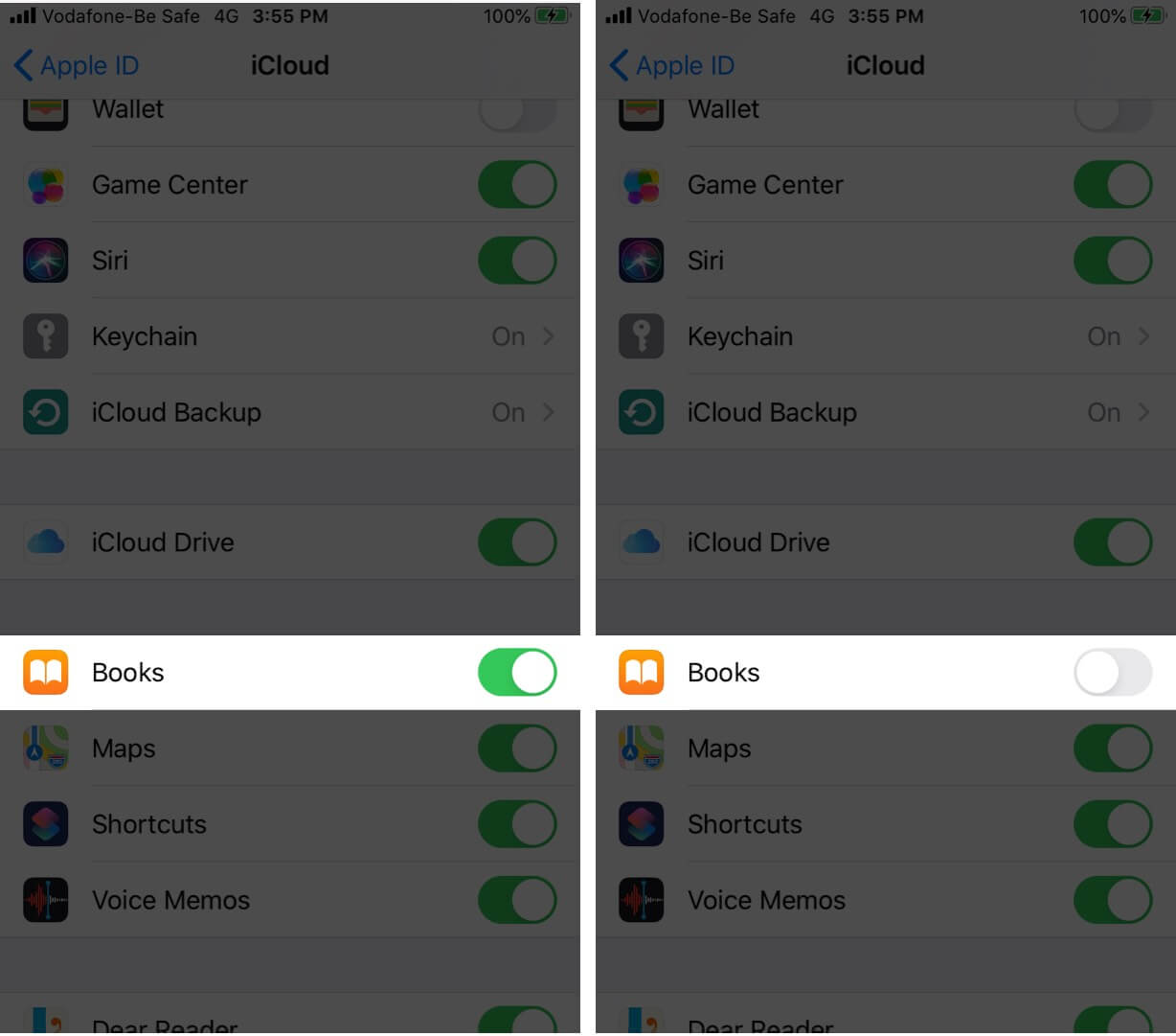 Turn Off iCloud Sync for Books App on iPhone