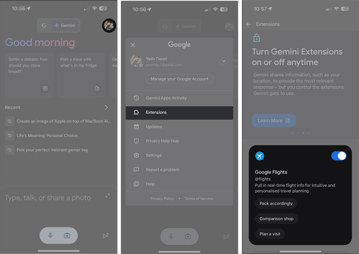 Use extensions for Gemini AI in Google app
