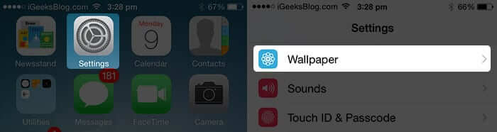 Wallpaper Settings in iPhone