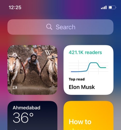 Wikipedia iOS 14 home screen widget