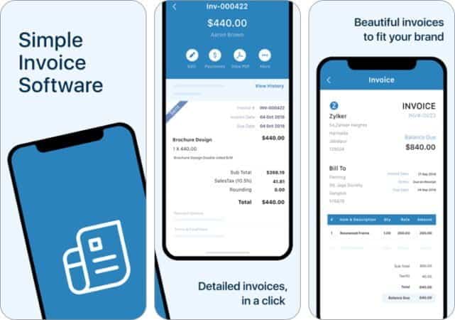 Zoho Invoice iPhone and iPad App