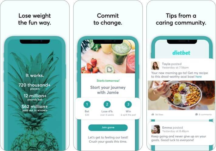 dietbet iphone and ipad weight loss app screenshot