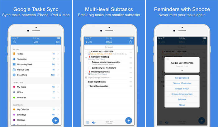 gTasks Pro Apple Watch and iPhone App Screenshot