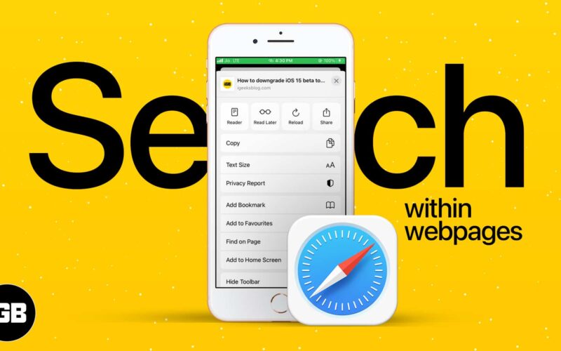 How to search text on iphone safari