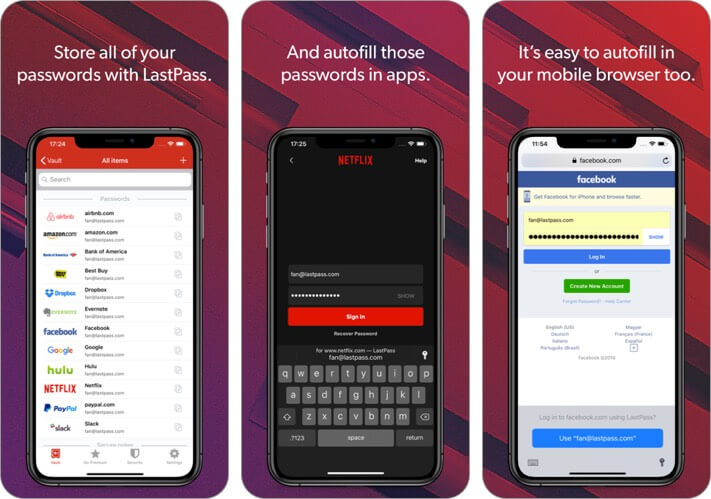 lastpass password manager iphone app screenshot