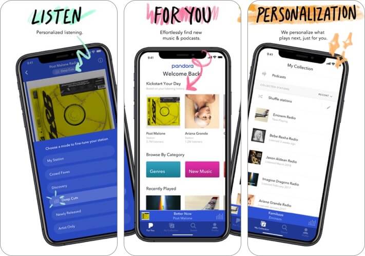 pandora iphone and ipad radio app screenshot